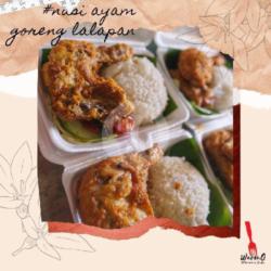 Nasi Ayam Lengkuas  Bertiga (3 Porsi) Gratis  Es Teh