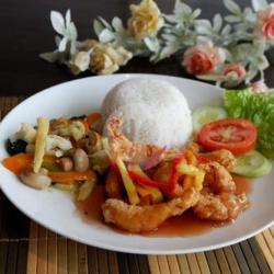 Nasi Udang Asam Manis