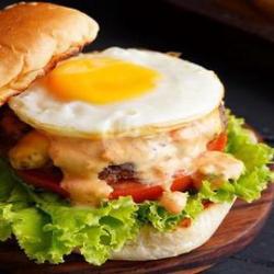 Burger Telur Ayam Keju Slice