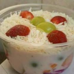 Salad Buah Toping Coklat Susu (putih)   Keju 400ml