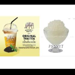 Paket Combo Boba 2 Cup Large 660ml Rasa Original Thai Tea   2 Popping Boba Yogurt(ketika Digigit Akan Pecah Dan Memberi Rasa Sensasi Yogurt)