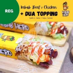 Regular Kebab 2 Topping (telur / Keju / Sosis)