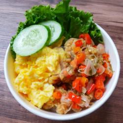 Rice Bowl Chicken Crispy Sambal Matah Scramble Egg