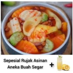 Sepesial Rujak Asian Aneka Buah- Segar   Es Jus Peras Lemon