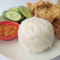 Nasi Kulit Ayam Krispi Sambal Cobek