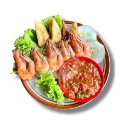 Tusuk Udang   Tahu Tempe   Sambal   Lalapan