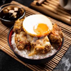 Karage Geprek Mozarella Sambal Bawang Donburi