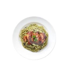 Spaghetti Pesto With Roasted Chicken