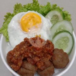 Rice Bowl Bakso Penyet   Telur Ceplok