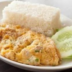 Telur Dadar Geprek   Nasi