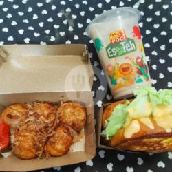 Paket (takoyaki Mix  5 Ball   Toast Special Complete   Teh Poci Milk Tea)