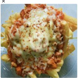 French Fries Bolognaise Mozarella Cheese Free Orange Juice