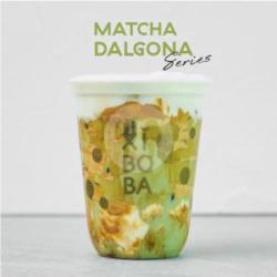 Dirty Matcha Dalgona With Hokkaido Milk Pudding