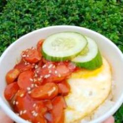 Sausage Hot With Chicken Egg Rice Bowl