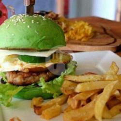 Chicken Burger Komplit (telor   Kentang Goreng)