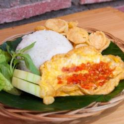 Nasi Telor Penyet (sambel Mateng/mentah)