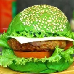 Green Cheese Beef Burger