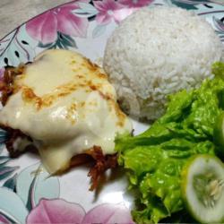 Ayam Penyet Mozarella   Nasi ( Dada )