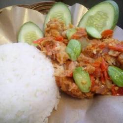 Ayam Geprek Pete   Nasi   Sayur Tumis