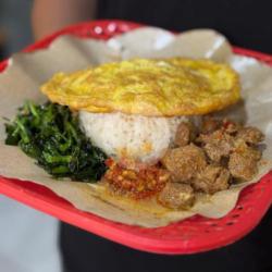 Nasi Cancang Daging   Telur Dadar