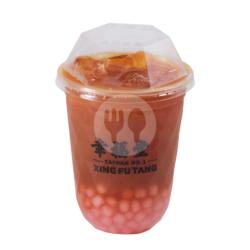 Ice Black Tea With Pink Boba