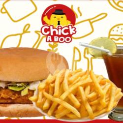 Paket Burger (burger, Fries, Lemon Tea)