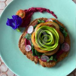 Beet Hummus Avo Toast On Cassava