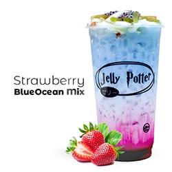 Strawberry Blue Ocean Mix ( Jelly Boba Habis )