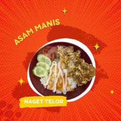 Nasi Naget Telor Asam Manis   Teh Manis   Kripik Bawang