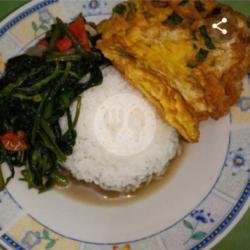 Nasi Telor Ceplok Sayur Tumis Kangkung