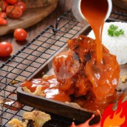 Grill Chickin Crunch Olesan Saus Asam Manis   Nasi