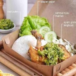 Ayam Penyet Besar Sambel Ijo   Nasi