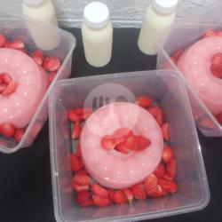 Puding Strawbery Siram Fla Vanila