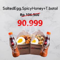 Paket Lengkap 2 ( Salted Egg   Spicy Honey   2 Teh Botol )