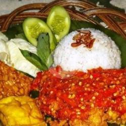Ayam Penyet Paha Atas(tepong)  Nasi