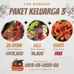 Paket Keluarga 3 : 2x Ayam Bakar Kalasan   Nila Bakar Taliwang   Ceker Setan