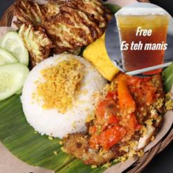 Paket Paha  Ayam Geprek Merah(super Pedas)komplite  Es Teh Manis