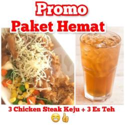 3 Chicken Steak Keju Free 3 Es Teh