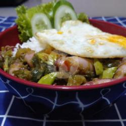 Nasi Cumi Asin Sambel Ijo   Telor Ceplok