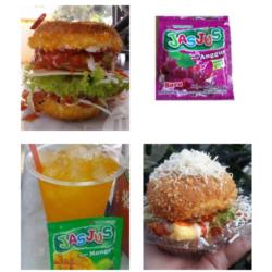 Burger Crispy Keju Slice//burger Lava Keju//2 Cup Jasjus Mango/anggur