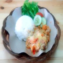 Ayam Geprek Mozzarella   Nasi