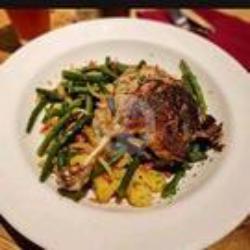 Duck Confit With Green Beans And Beef Bacon