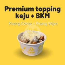 Pisang Coklat Topping Keju   Susu