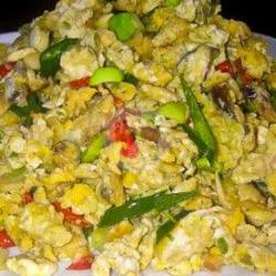 Nasi Orak Arik Telur   Teri Cabe Hijo