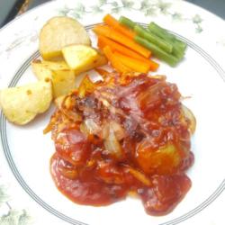 Steak Ayam   Jus (strawberry/buah Naga)