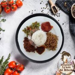 Paket Nasi Rames Daging Rendang   Tahu Tempe