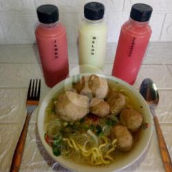 Pahe Bakso Biasa Campur   Jus Melon/jambu/semangka