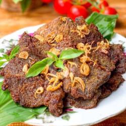 Gepuk Daging Sapi Sambal Merah  Nasi