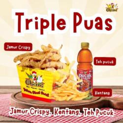 Triple Puas Jamur Crispy  Kentang Teh Pucuk