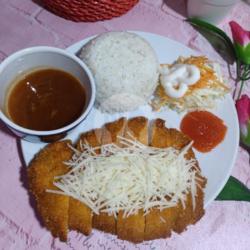 Paket Nasi Chicken Katsu Keju   Teh